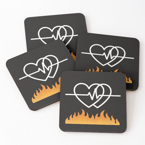 Item preview, Linked Hearts on Fire – Transparent ECG Love Design designed and sold by JohannaSMerch.