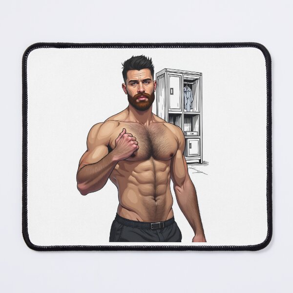 Item preview, Handsome guy in jeans in cartoon locker room designed and sold by Museum Of Non-Existing Art.