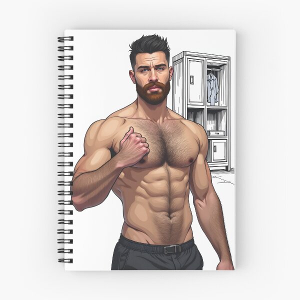 Item preview, Handsome guy in jeans in cartoon locker room designed and sold by Museum Of Non-Existing Art.