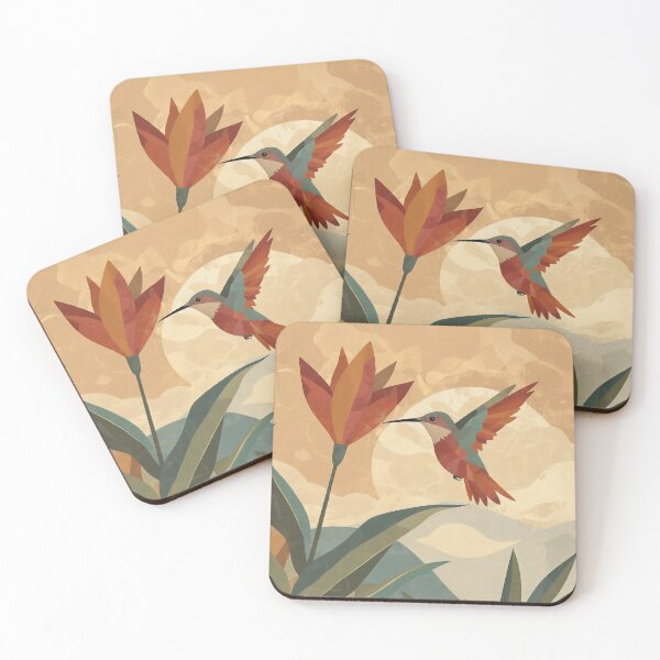 Item preview, Hummingbird in Motion – Retro Jungle Bird in Soft Earthy Colors designed and sold by WabiSabiSjak.