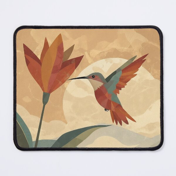 Item preview, Hummingbird in Motion – Retro Jungle Bird in Soft Earthy Colors designed and sold by WabiSabiSjak.