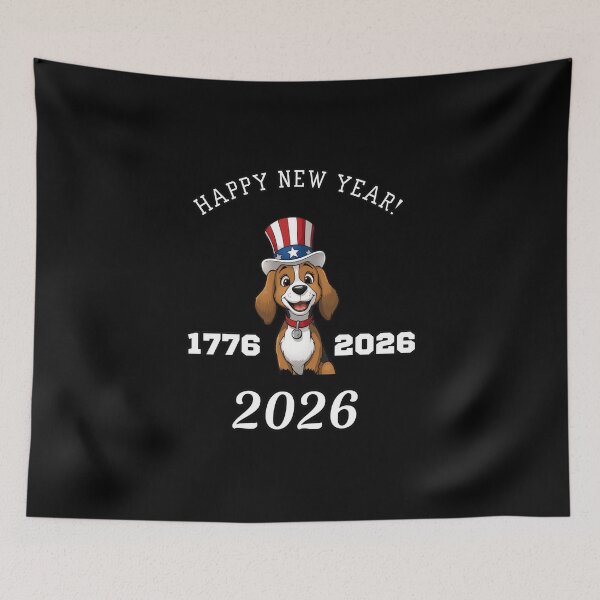 Item preview, Happy New Year Beagle Dog America 250 1776 to 2026 designed and sold by Draculaura2009.