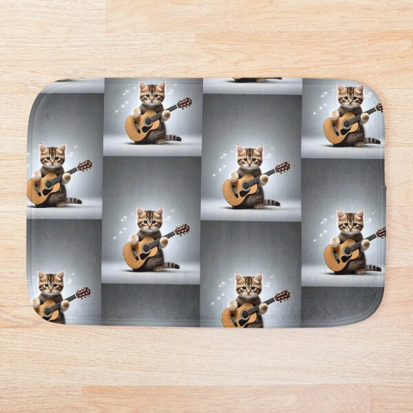 Aperçu de l'œuvre Sérénade à la guitare acoustique d'un chaton tigré magique créée et vendue par Melody-Merch.