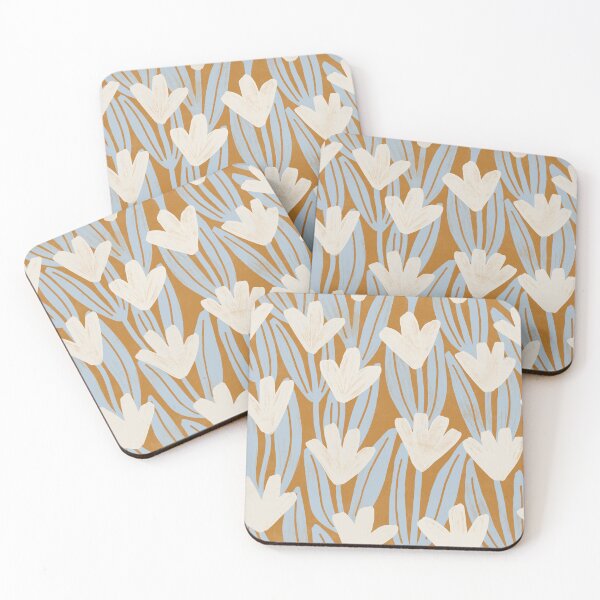 Item preview, Brushstroke rustic magnolia flowers - Mustard yellow and teal designed and sold by Illustrated by Nat.