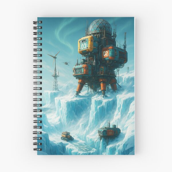 Item preview, Polar Research Megabase — Retro-Futurist Arctic Outpost on Ice Cliffs designed and sold by Pixel-Up.