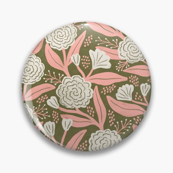 Item preview, Rustic painterly textured roses - Olive green and pink designed and sold by Illustrated by Nat.