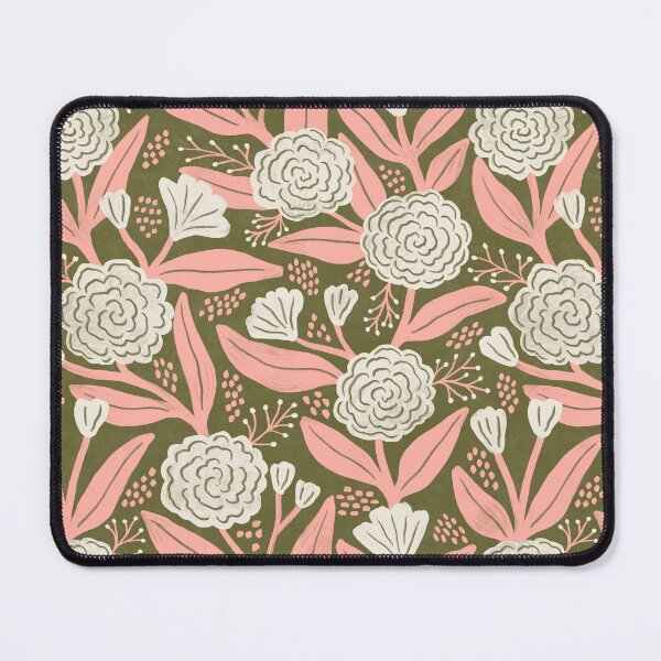 Item preview, Rustic painterly textured roses - Olive green and pink designed and sold by Illustrated by Nat.