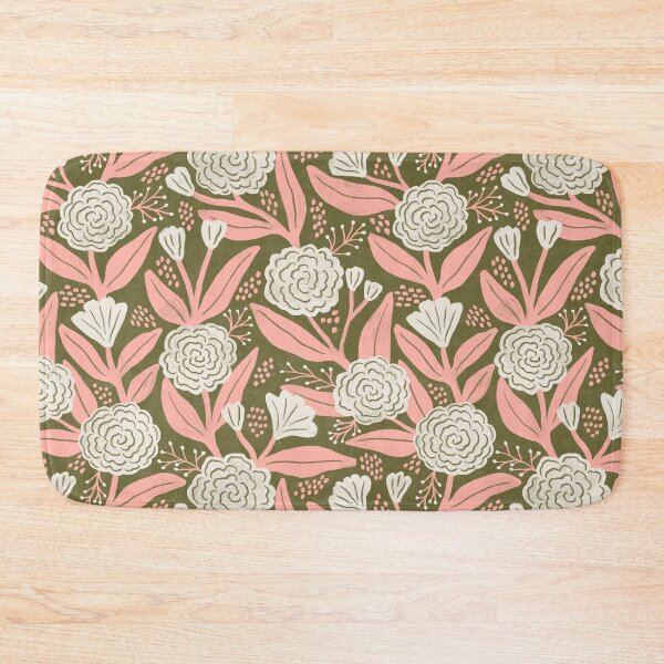 Item preview, Rustic painterly textured roses - Olive green and pink designed and sold by Illustrated by Nat.