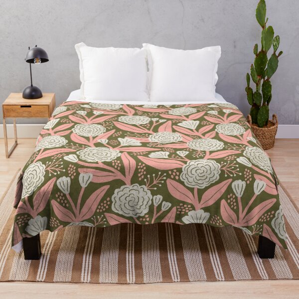 Item preview, Rustic painterly textured roses - Olive green and pink designed and sold by Illustrated by Nat.