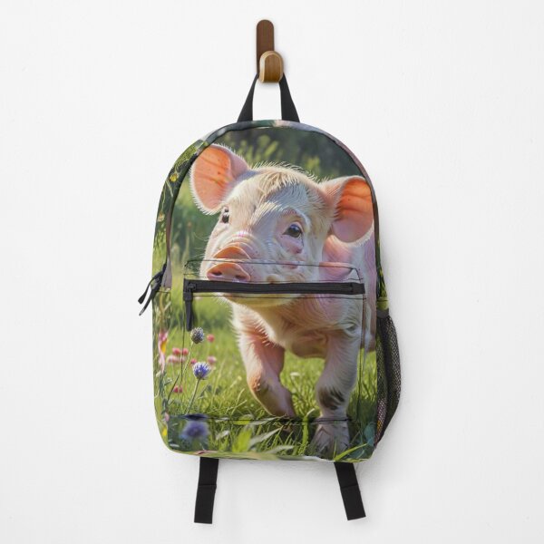 Item preview, A Cute Piglet Happily in A Sunny Meadow With Wildflowers in Cartoon Watercolor Painting designed and sold by MyArt23.