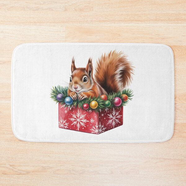Item preview, Cute Christmas Squirrel in Gift Box – Woodland Holiday Wall Art designed and sold by vk09.