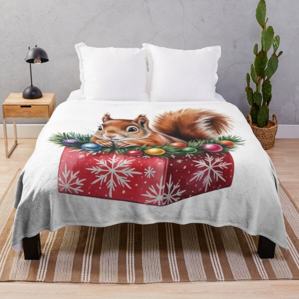 Item preview, Cute Christmas Squirrel in Gift Box – Woodland Holiday Wall Art designed and sold by vk09.