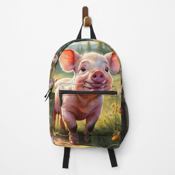 Item preview, A Cute Piglet Happily in A Sunny Meadow With Wildflowers in Cartoon Watercolor Painting designed and sold by MyArt23.