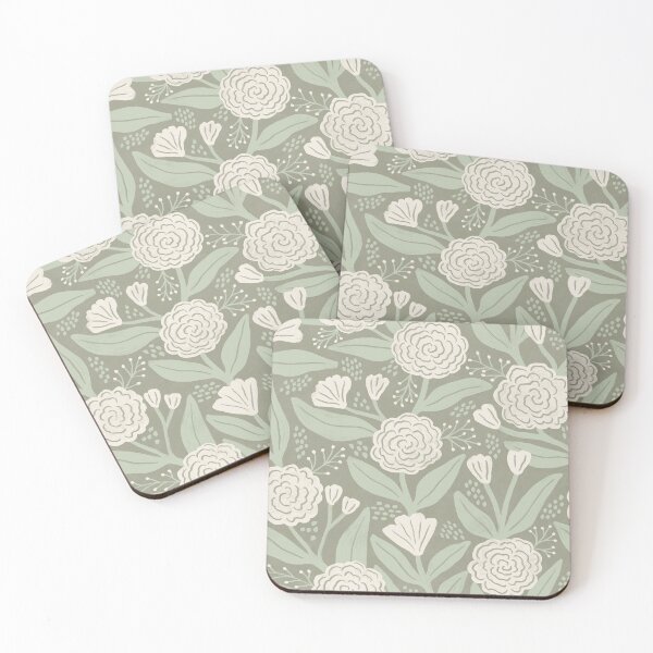 Item preview, Rustic painterly textured roses - Muted sage green designed and sold by Illustrated by Nat.