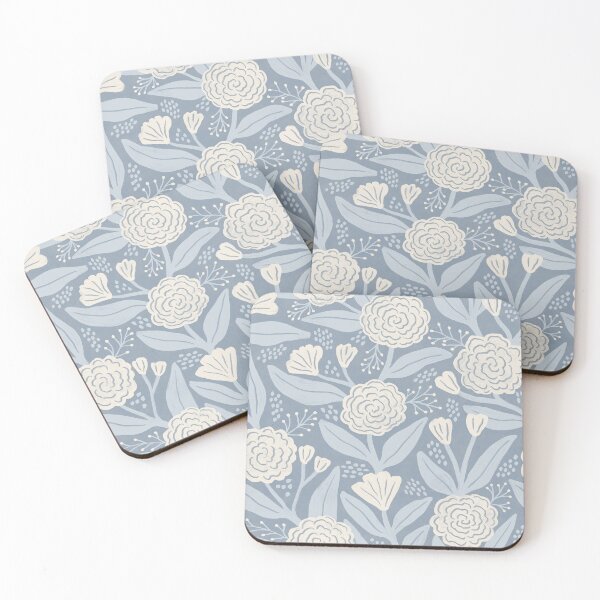 Item preview, Rustic painterly textured roses - Muted dusty blue designed and sold by Illustrated by Nat.