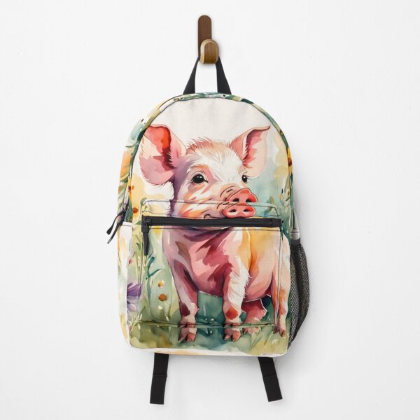 Item preview, A Cute Piglet Happily in A Sunny Meadow With Wildflowers in Cartoon Watercolor Painting designed and sold by MyArt23.