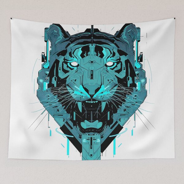 Item preview, Blue Metal Cyberpunk Tiger designed and sold by Jcat7.