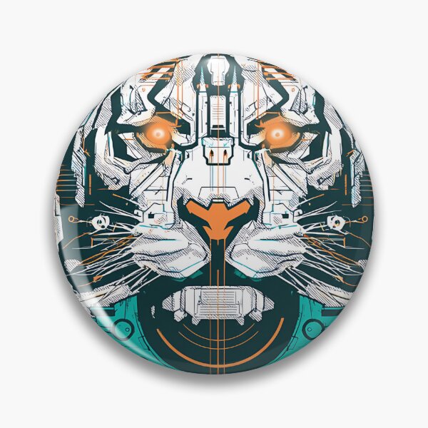Item preview, Cool Metal Cyberpunk Tiger Head designed and sold by Jcat7.