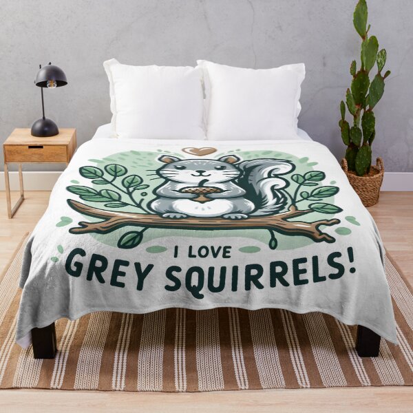 Item preview, "I Love Grey Squirrels" Cute Woodland Illustration. designed and sold by The-T-In-Retro.