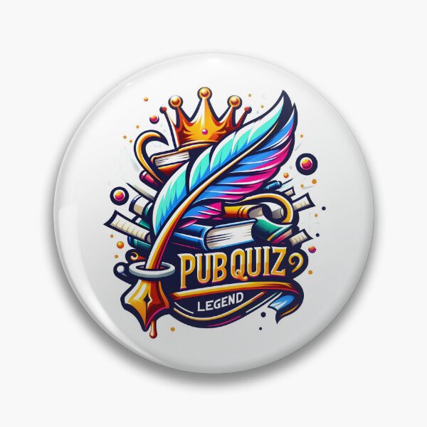 Item preview, Colorful "Pub Quiz Legend" Crown and Quill Illustration. designed and sold by The-T-In-Retro.