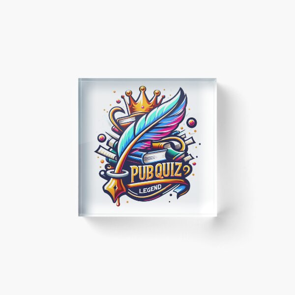 Item preview, Colorful "Pub Quiz Legend" Crown and Quill Illustration. designed and sold by The-T-In-Retro.