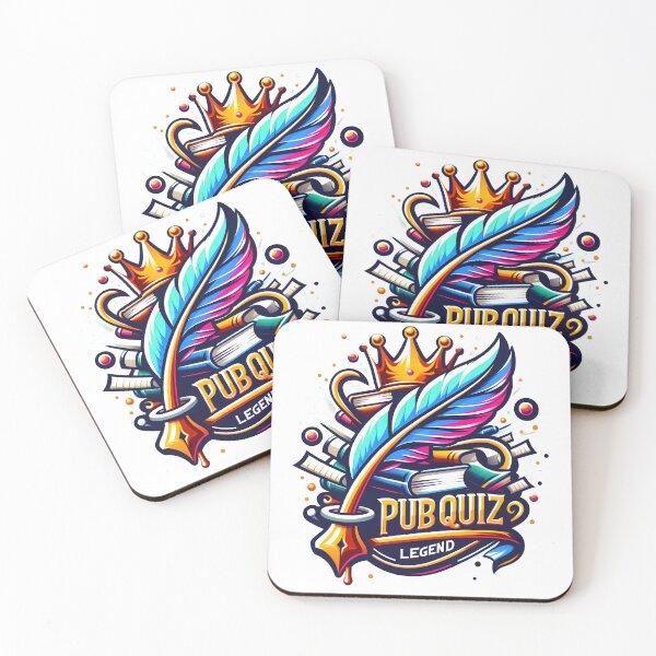 Item preview, Colorful "Pub Quiz Legend" Crown and Quill Illustration. designed and sold by The-T-In-Retro.