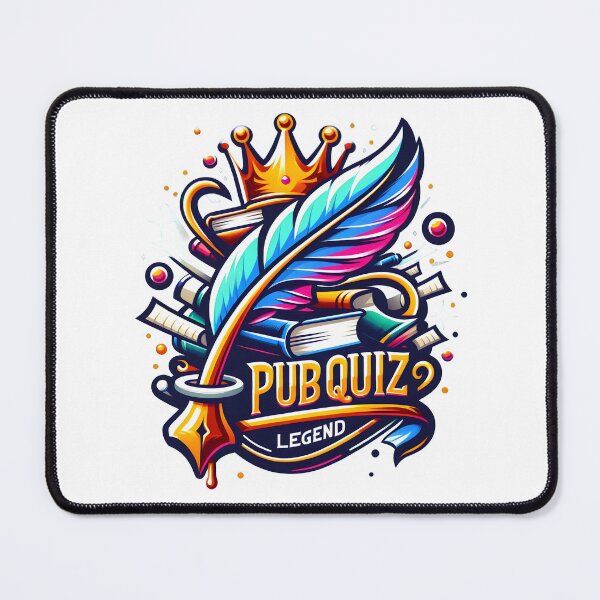 Item preview, Colorful "Pub Quiz Legend" Crown and Quill Illustration. designed and sold by The-T-In-Retro.