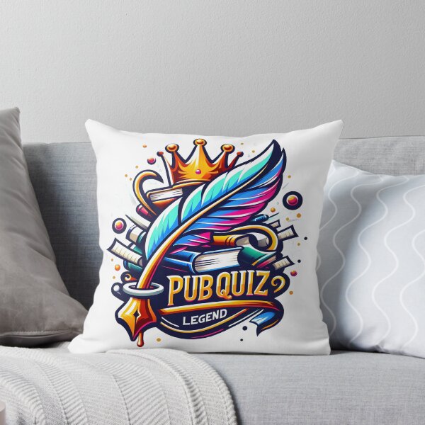 Item preview, Colorful "Pub Quiz Legend" Crown and Quill Illustration. designed and sold by The-T-In-Retro.