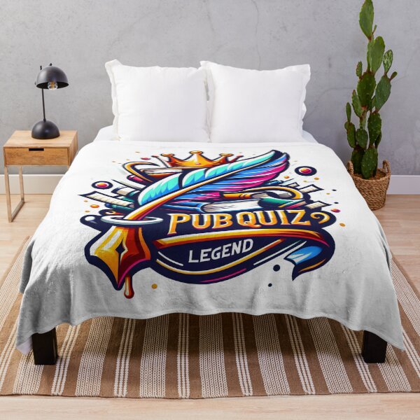 Item preview, Colorful "Pub Quiz Legend" Crown and Quill Illustration. designed and sold by The-T-In-Retro.