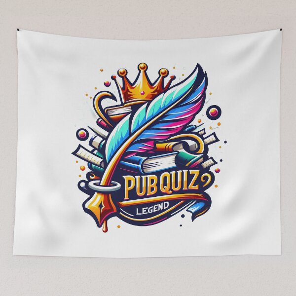 Item preview, Colorful "Pub Quiz Legend" Crown and Quill Illustration. designed and sold by The-T-In-Retro.