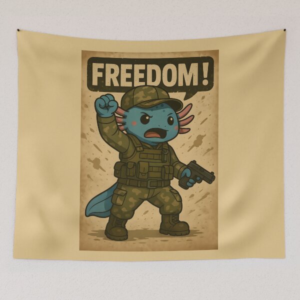 Item preview, Freedom! Axey the Axolotl – Scottish Army Camouflage Edition designed and sold by anniejunoaxie.