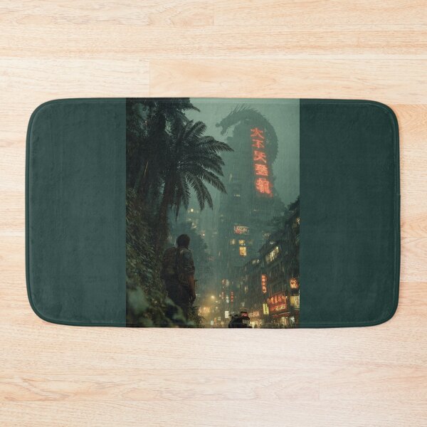 Item preview, Cyberpunk Dragon Neon City – Rainy Futuristic Street Art designed and sold by ArgentoArt.