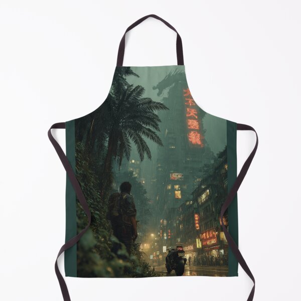 Item preview, Cyberpunk Dragon Neon City – Rainy Futuristic Street Art designed and sold by ArgentoArt.