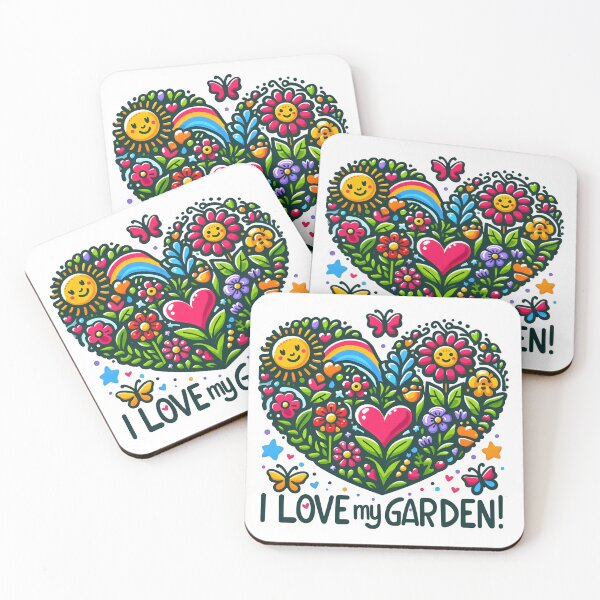 Item preview, Vibrant "I Love My Garden" Heart-Shaped Floral Illustration. designed and sold by The-T-In-Retro.