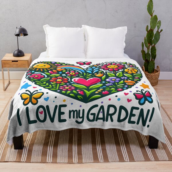 Item preview, Vibrant "I Love My Garden" Heart-Shaped Floral Illustration. designed and sold by The-T-In-Retro.