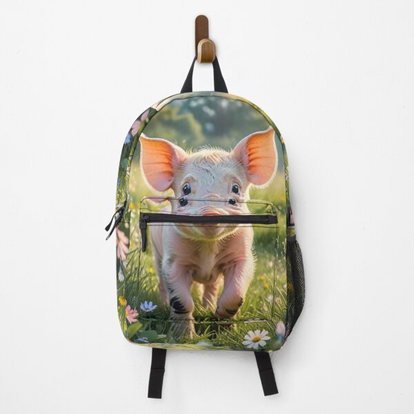 Item preview, A Cute Piglet Happily in A Sunny Meadow With Wildflowers in Cartoon Watercolor Painting designed and sold by MyArt23.