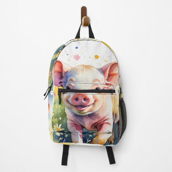 Item preview, A Cute Piglet Happily in A Sunny Meadow With Wildflowers in Cartoon Watercolor Painting designed and sold by MyArt23.