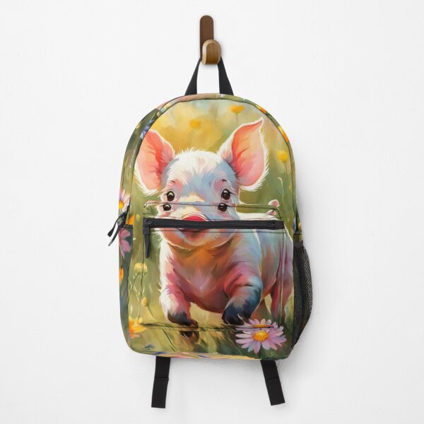 Item preview, A Cute Piglet Happily in A Sunny Meadow With Wildflowers in Cartoon Watercolor Painting designed and sold by MyArt23.