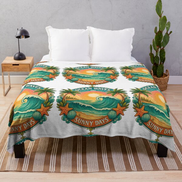 Item preview, Ocean Waves and Sunny Days Retro Beach Design designed and sold by ArtfulWeave.