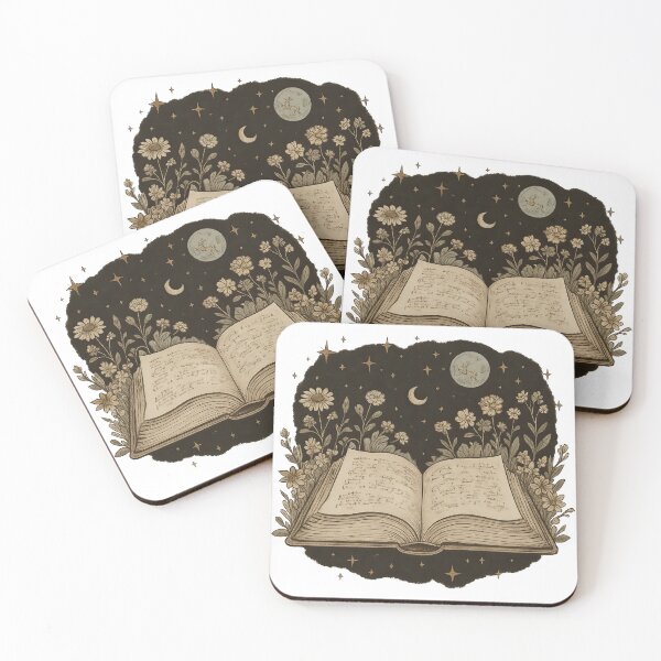Item preview, Magical Open Book Under Moon and Stars Illustration designed and sold by ArtfulWeave.
