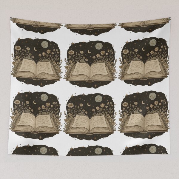 Item preview, Magical Open Book Under Moon and Stars Illustration designed and sold by ArtfulWeave.
