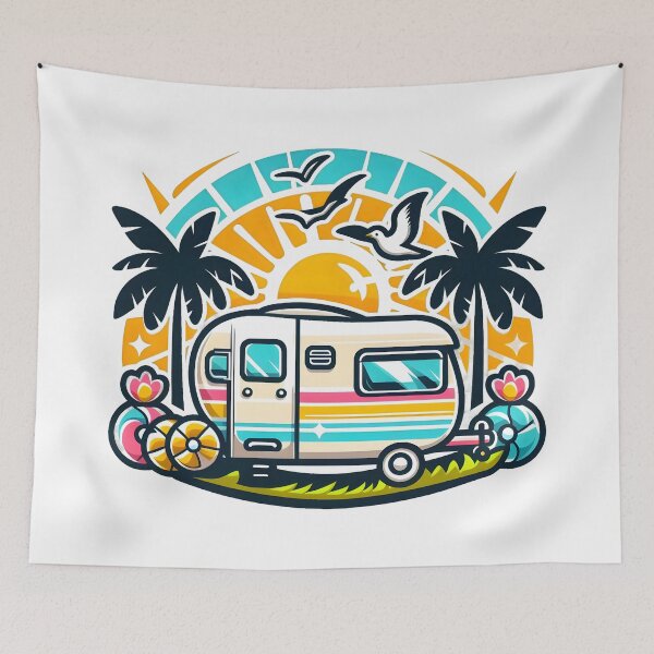 Item preview, Retro Sunset Caravan Adventure Illustration. designed and sold by The-T-In-Retro.