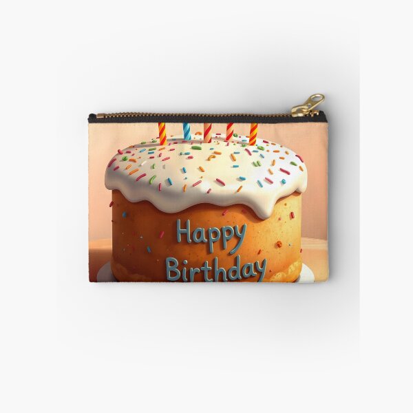 Item preview, Natural Sponge Birthday Cake with White Frosting, Colorful Sprinkles and Five Candles designed and sold by EmeraldeaArt.