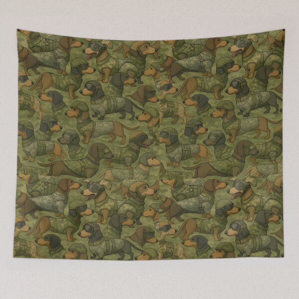 Item preview, Camouflage Dachshund Army Pattern – Military Style Dog Design designed and sold by anniejunoaxie.