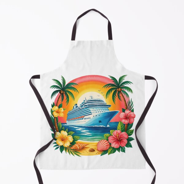 Item preview, Tropical Cruise Ship Sunset Beach Illustration designed and sold by ArtfulWeave.