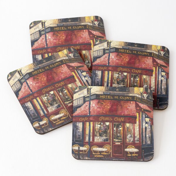 Item preview, French Café at Night | Red Awning Street Painting designed and sold by CARRAANN.