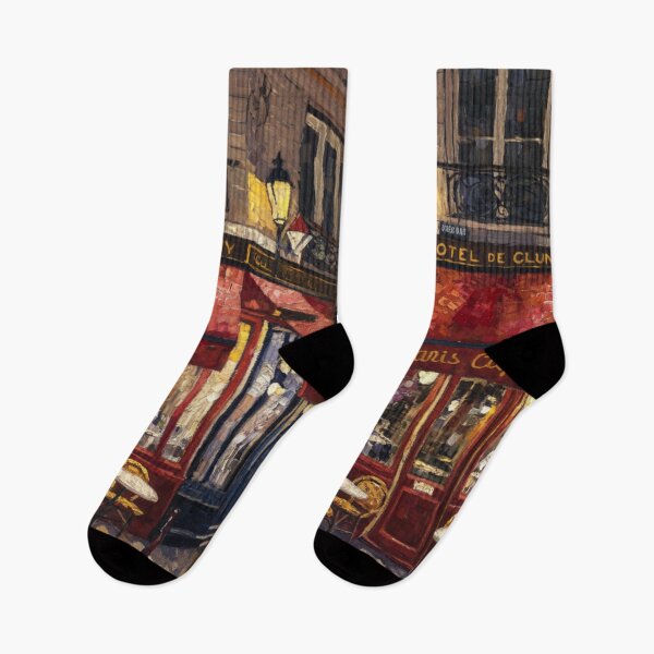 Item preview, French Café at Night | Red Awning Street Painting designed and sold by CARRAANN.