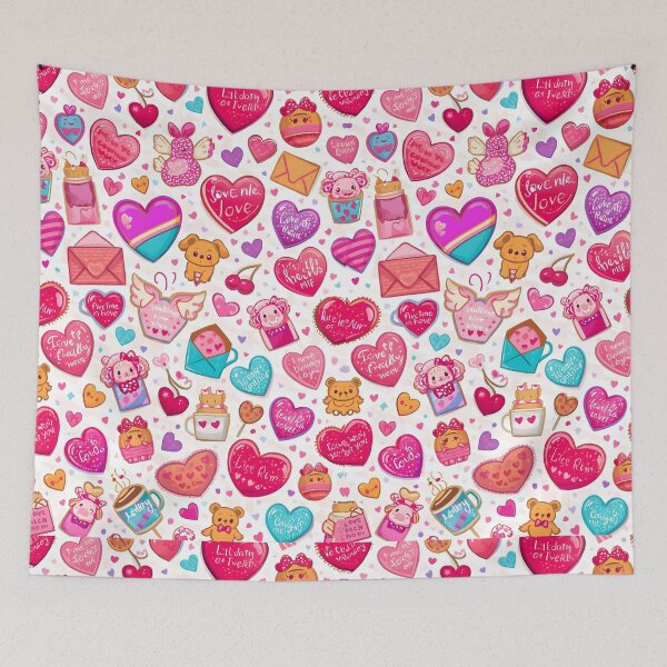 Item preview, Vibrant Kawaii Valentine's Day Seamless Pattern with Hearts and Cute Bears designed and sold by MoonlitDoodles1.