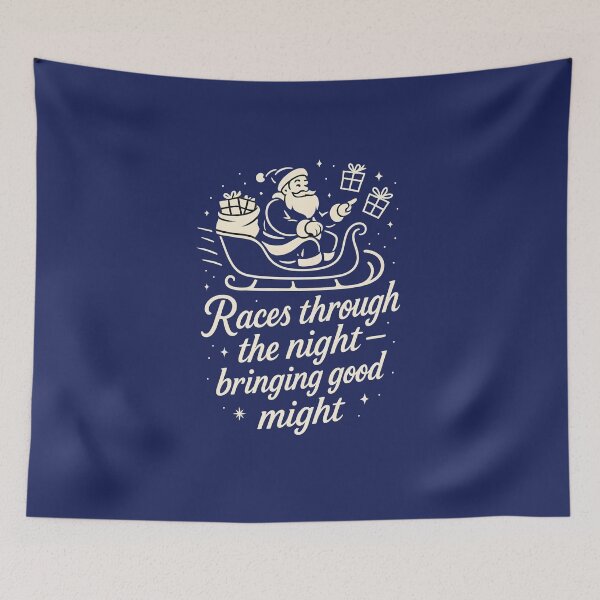 Item preview,  Santa in Sleigh — “Races through the night — bringing good might” designed and sold by Les-Ink-Studio.