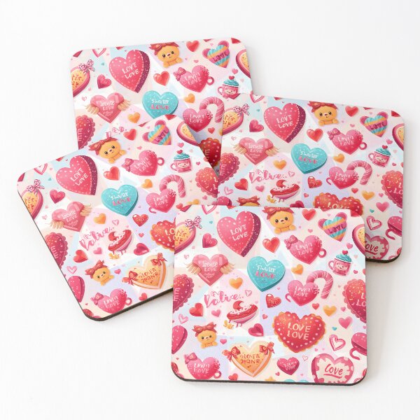 Item preview, Sweet Kawaii Valentine's Candy Heart Seamless Pattern with Love Messages designed and sold by MoonlitDoodles1.